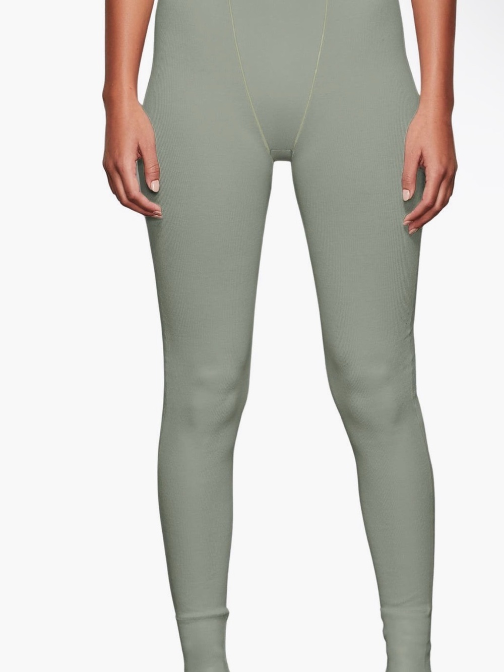 SKIMS Ribbed Leggings in Sage Green